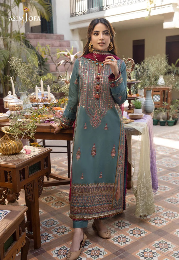 Zarq Barq By Asim Jofa Embroidered Suits Unstitched 3 Piece AJZB-06 - Eid Collection