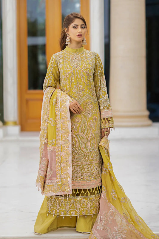Ishq Aatish by Emaan Adeel Embroidered Chiffon Suits Unstitched 3 Piece EA23IA-06 Farah - Luxury Collection