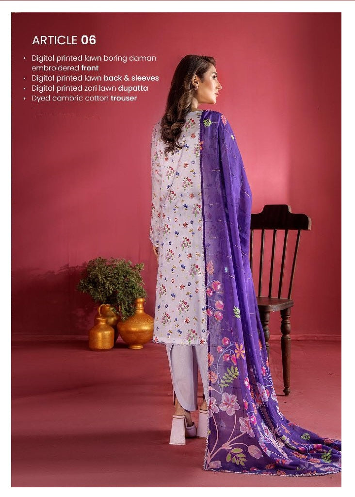 Evelyn by Gulljee Embroidered Lawn 3 piece Unstitched Dress - EVL3P2506