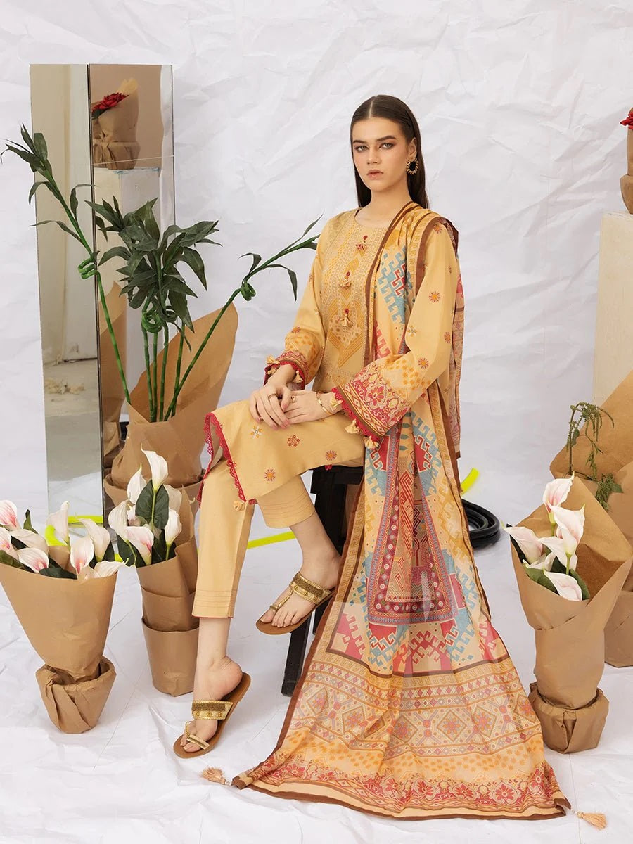 Aghaaz by Salitex Printed Lawn Dress 3 Piece Unstitched - UNS23AC006UT