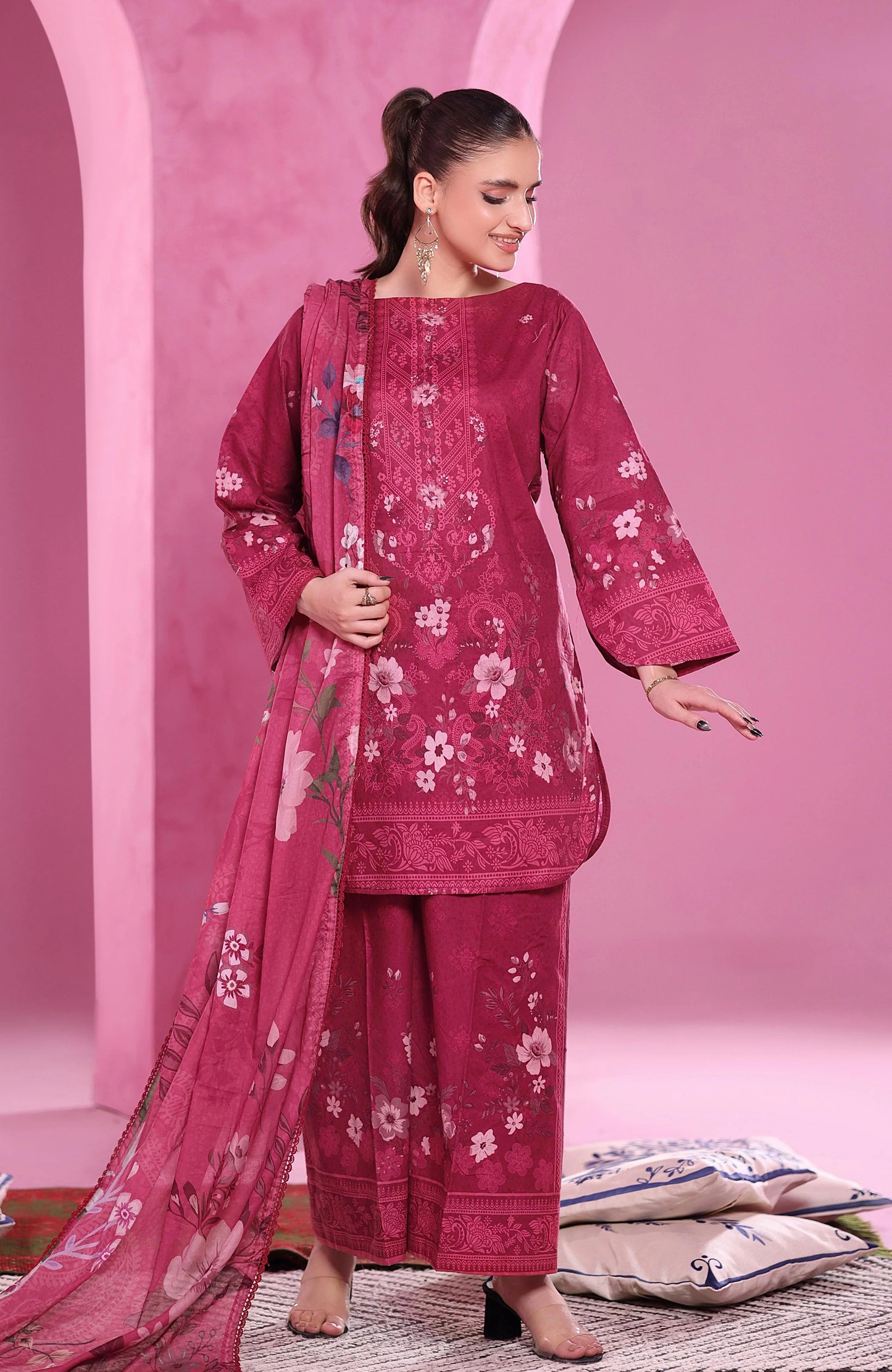 Coco Cords by Alzohaib Printed Cambric 3pc Dress Unstitched - CCC2-2506