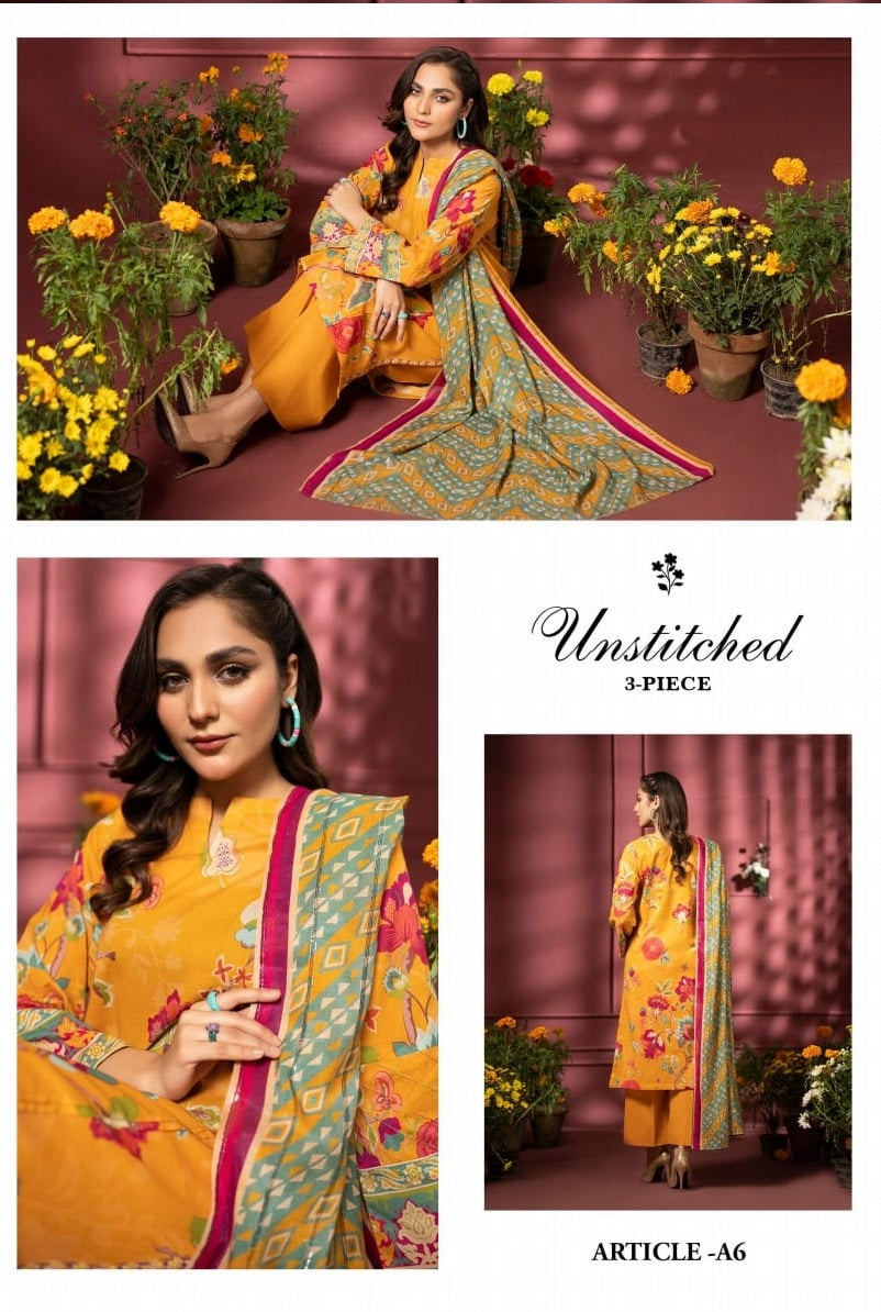 Pairoz by GJC Printed Lawn 3 piece Unstitched dress - PGJ-A06
