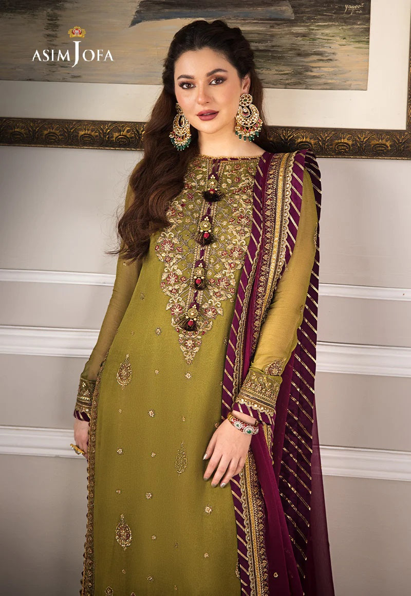 Asim Jofa Zari Sitara Embroidered Chiffon Unstitched 3 Piece Dress - AJZS 06