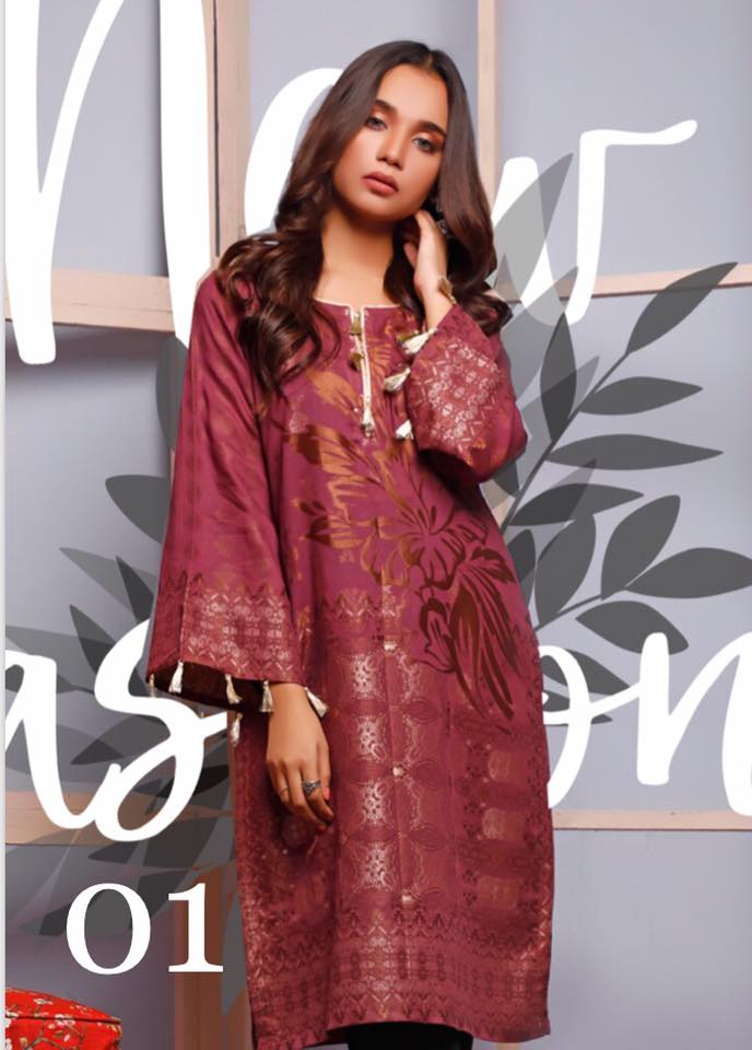 Chevron Jacquard Woven Kurti 1 Piece Unstitched - DS-01