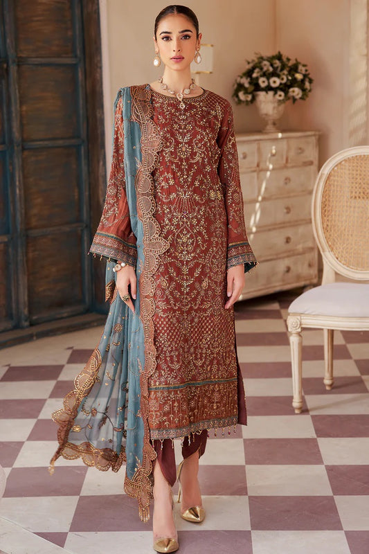 Emaan Adeel Embroidered Chiffon 3 piece Unstitched Dress - LX 07