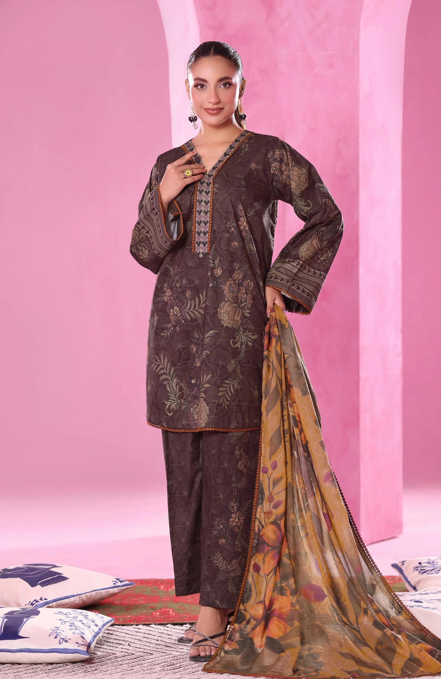 Coco Cords by Alzohaib Printed Cambric 3pc Dress Unstitched - CCC2-2507