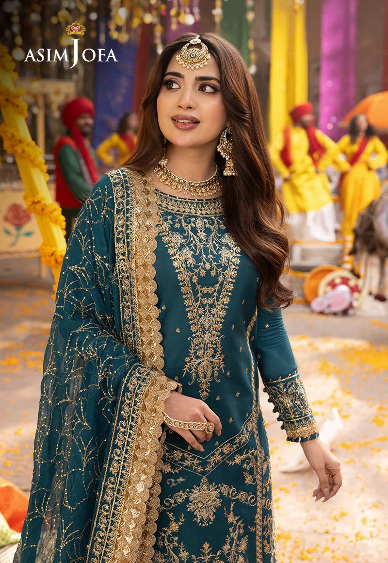 Chamak Damak by Asim Jofa Embroidered Suits Unstitched 3 Piece AJCD-07 - Festive Collection