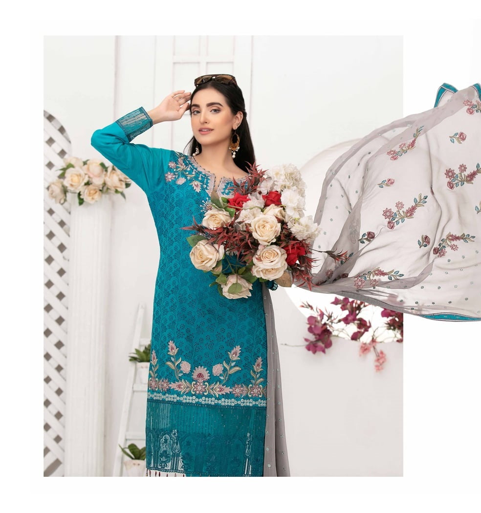 Ophelia by Tawakkal Chikankari Lawn 3pc Semi Stitched Dress - D-8881-a