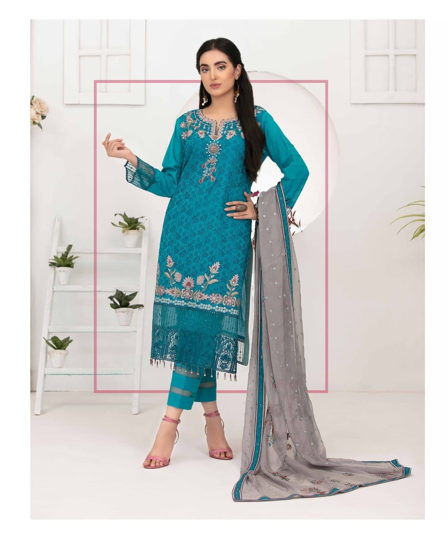 Ophelia by Tawakkal Chikankari Lawn 3pc Semi Stitched Dress - D-8881-a