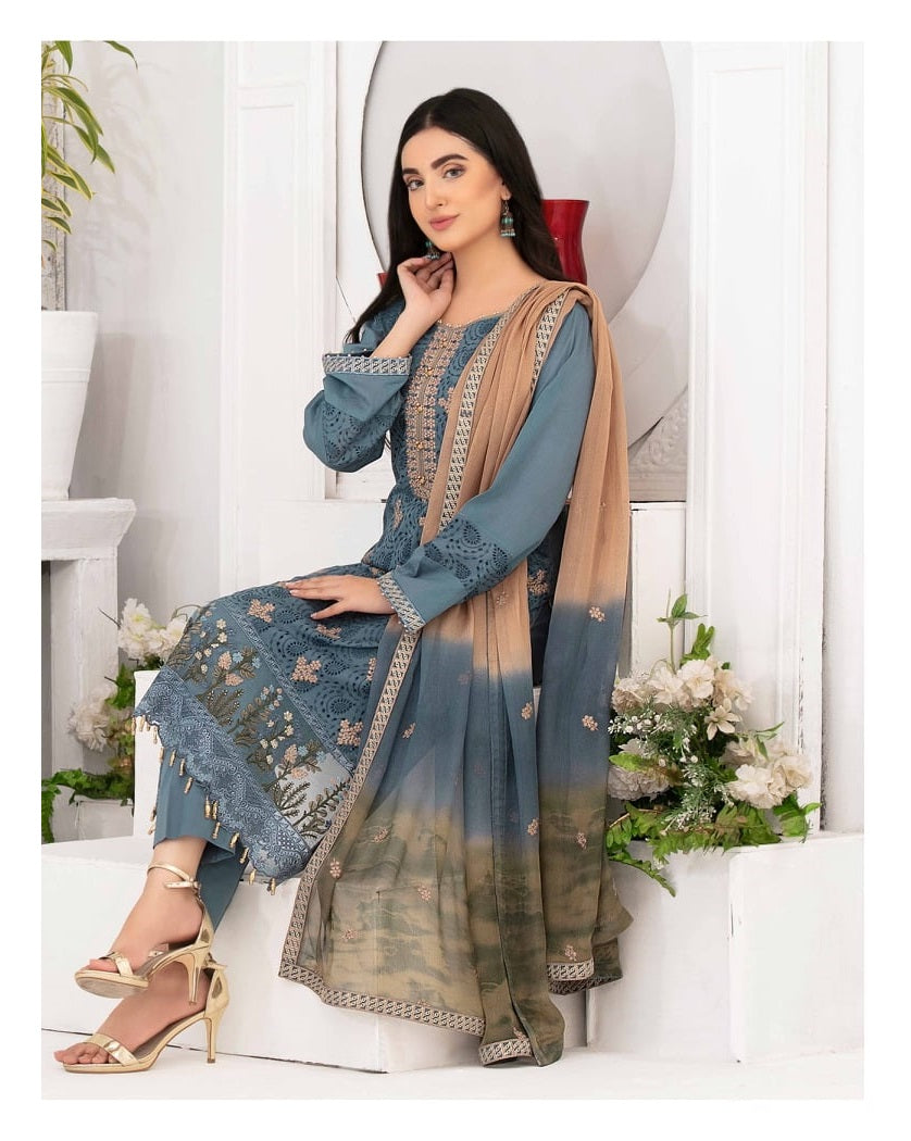Ophelia by Tawakkal Chikankari Lawn 3pc Semi Stitched Dress - D-8881-b