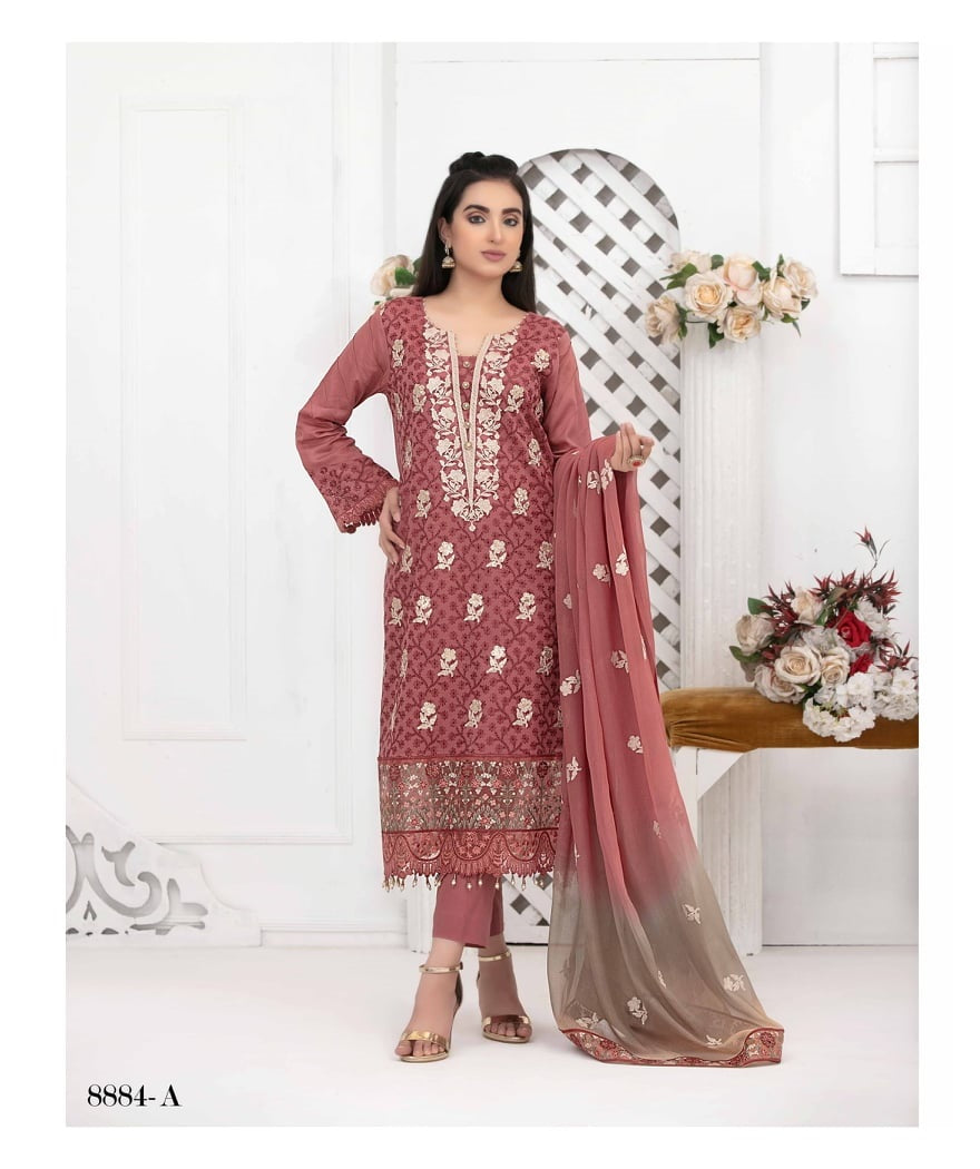 Ophelia by Tawakkal Chikankari Lawn 3pc Semi Stitched Dress - D-8884a