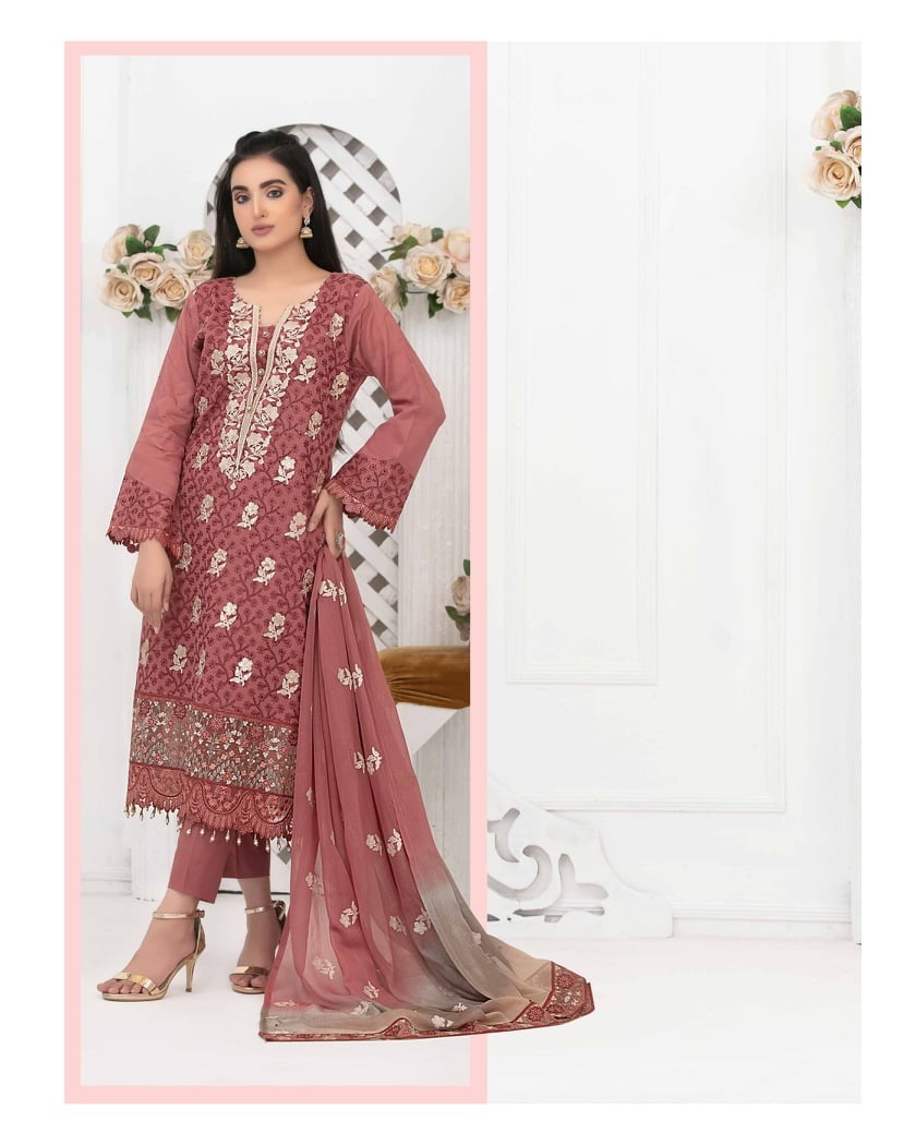 Ophelia by Tawakkal Chikankari Lawn 3pc Semi Stitched Dress - D-8884a