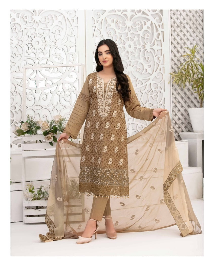 Ophelia by Tawakkal Chikankari Lawn 3pc Semi Stitched Dress - D-8884b