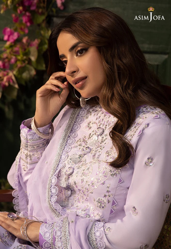 Zarq Barq By Asim Jofa Embroidered Suits Unstitched 3 Piece AJZB-08 - Eid Collection