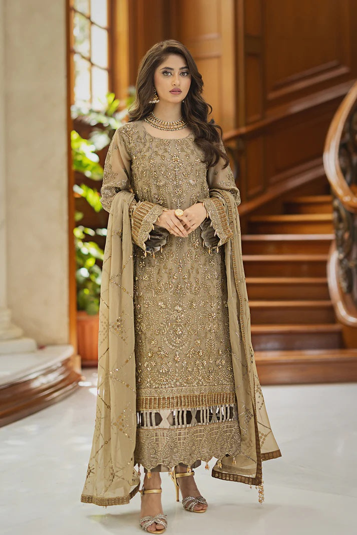 Ishq Aatish by Emaan Adeel Embroidered Chiffon Suits Unstitched 3 Piece EA23IA-08 Zora - Luxury Collection