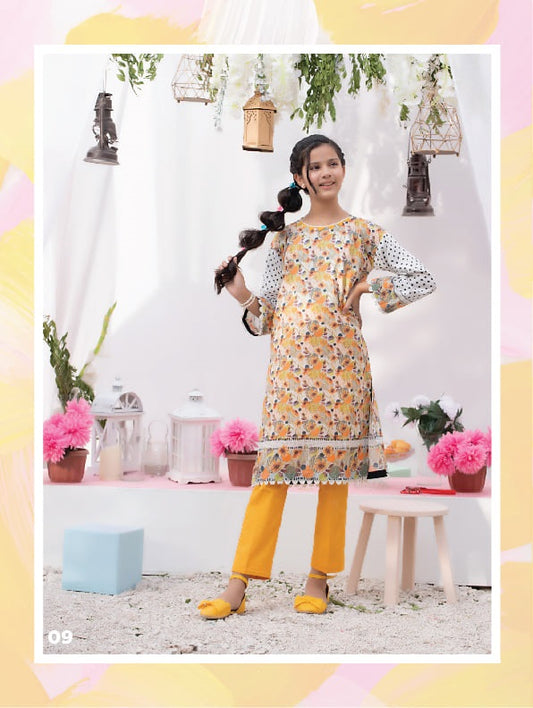 Regalia Textiles Printed Girls Lawn Suits Unstitched 2 Piece RGK-08 - Summer Collection