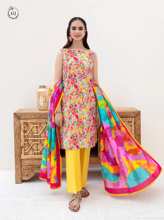 Aviva by GJ Digital Printed Lawn 2 piece Unstitched - GJAV23-A8