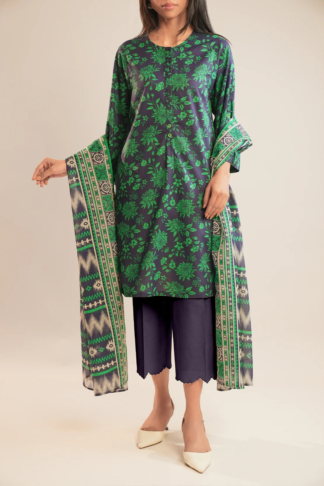 Saya Digital Printed Lawn 3 piece Unstitched Dress - U01-24331-08B