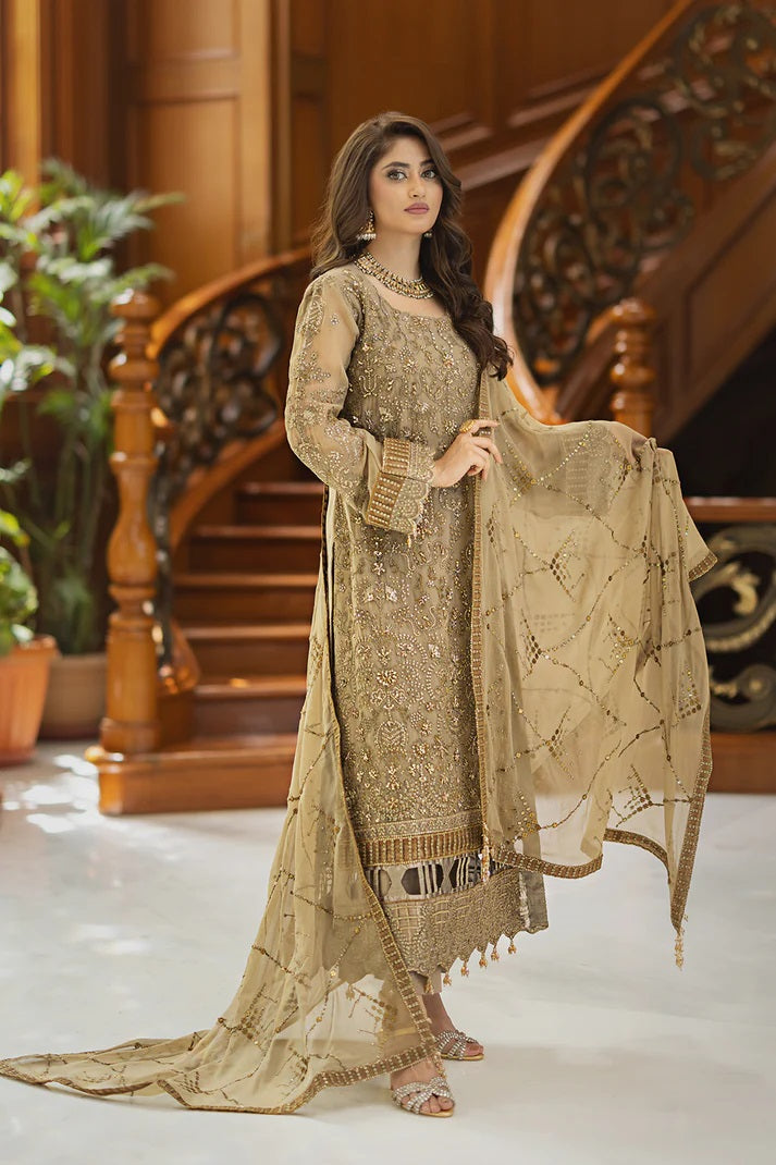 Ishq Aatish by Emaan Adeel Embroidered Chiffon Suits Unstitched 3 Piece EA23IA-08 Zora - Luxury Collection
