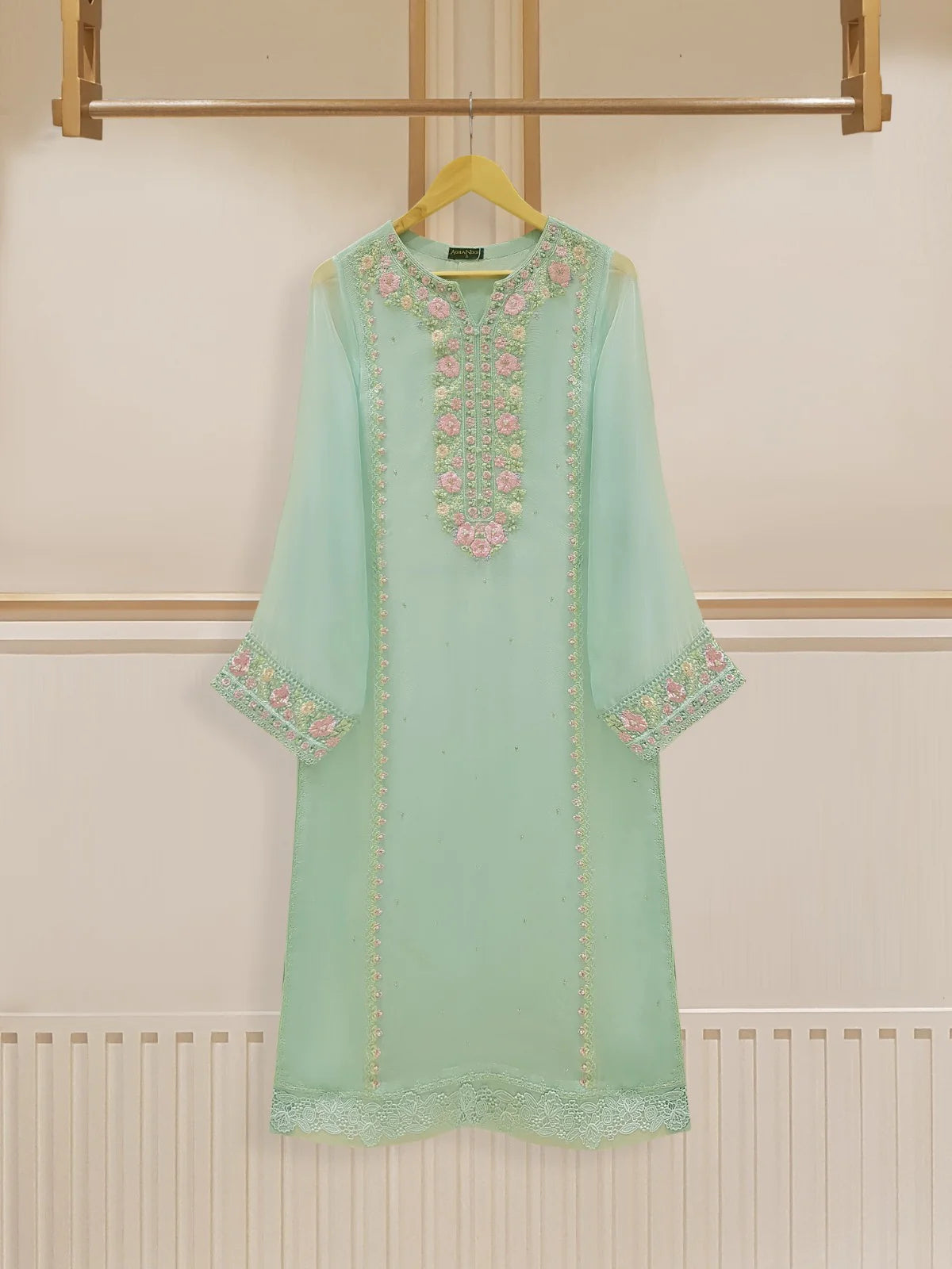 Agha Noor 2pc Pure Chiffon Heavily Embroidered Shirt with Dupatta HD-958601