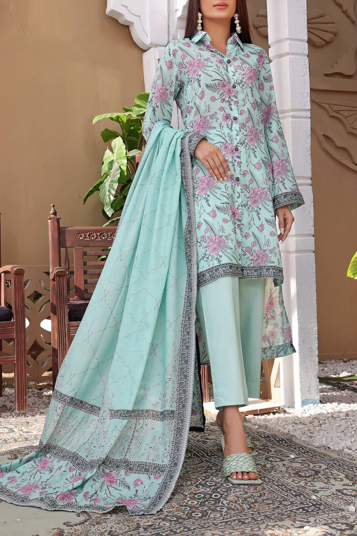 VS Signature Printed Lawn Suits Unstitched 3 Piece VS23-D908-A