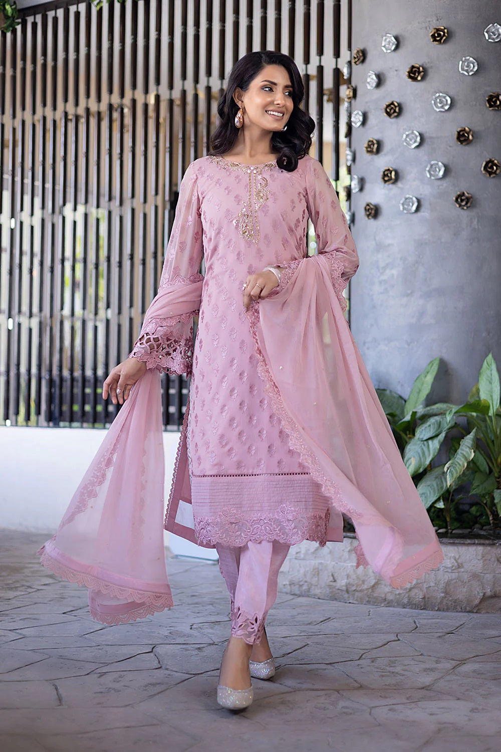 Ensembles By Azure Embroidered Chiffon Suits Unstitched 4 Piece AZES - 96 Florid Charm