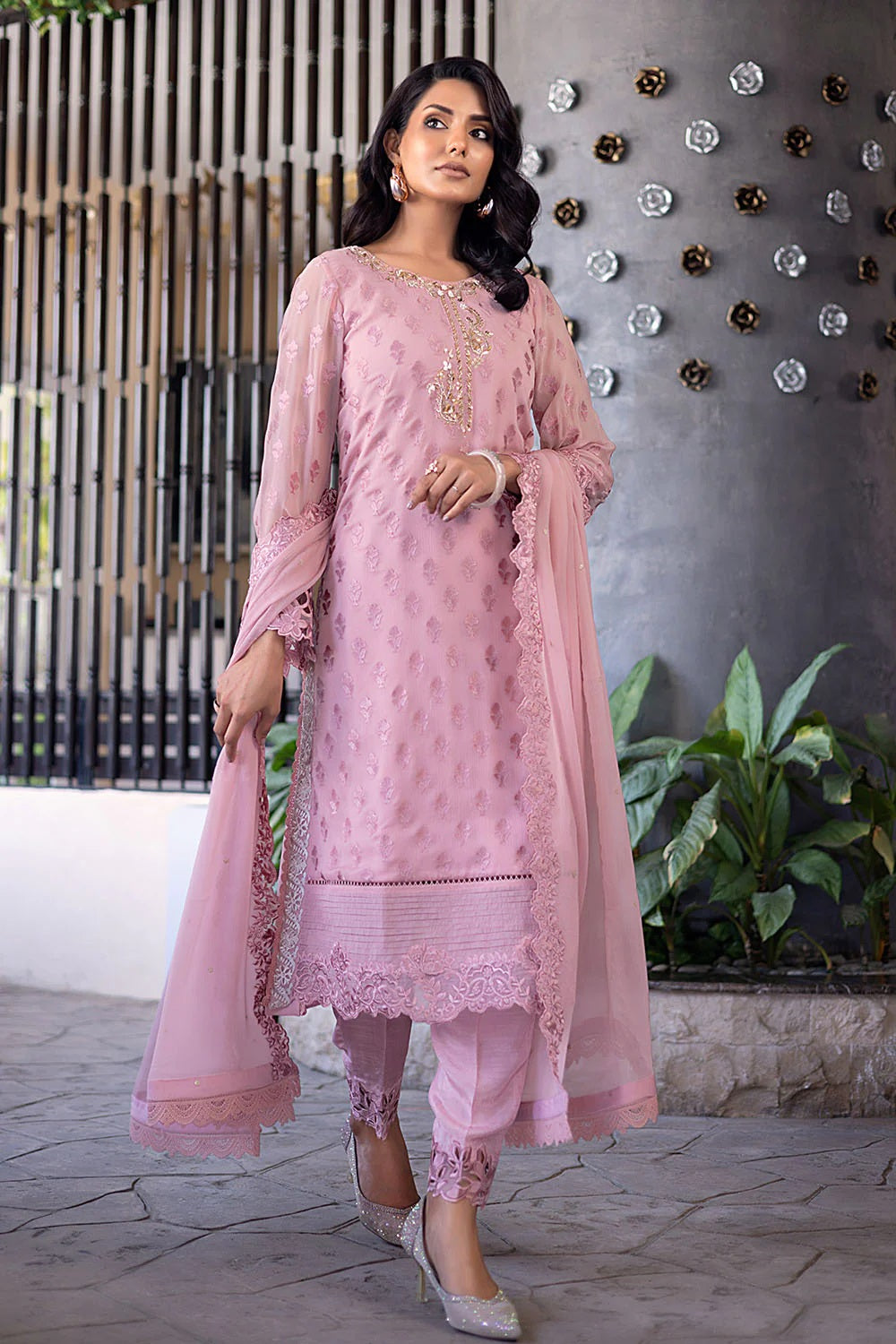 Ensembles By Azure Embroidered Chiffon Suits Unstitched 4 Piece AZES - 96 Florid Charm