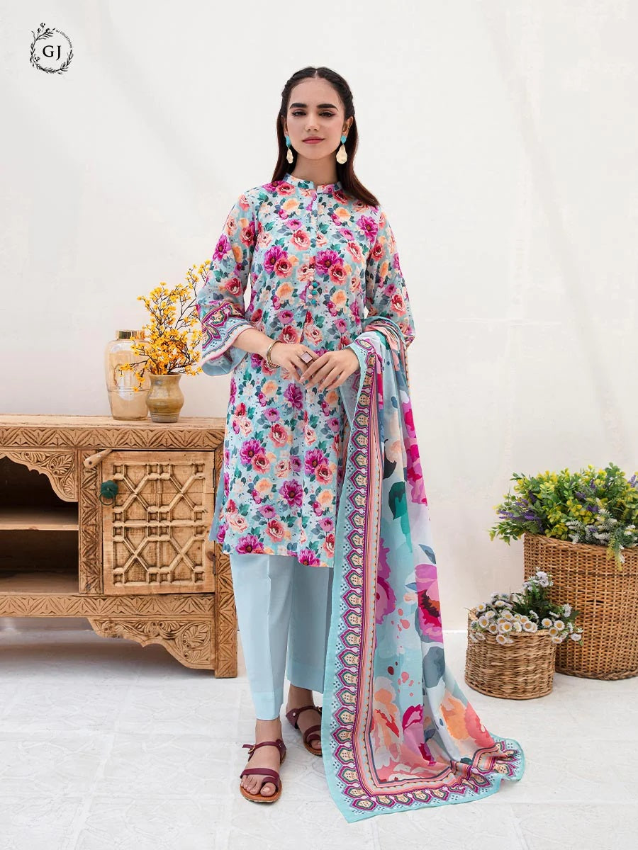 Aviva by GJ Digital Printed Lawn 2 piece Unstitched - GJAV23-A9
