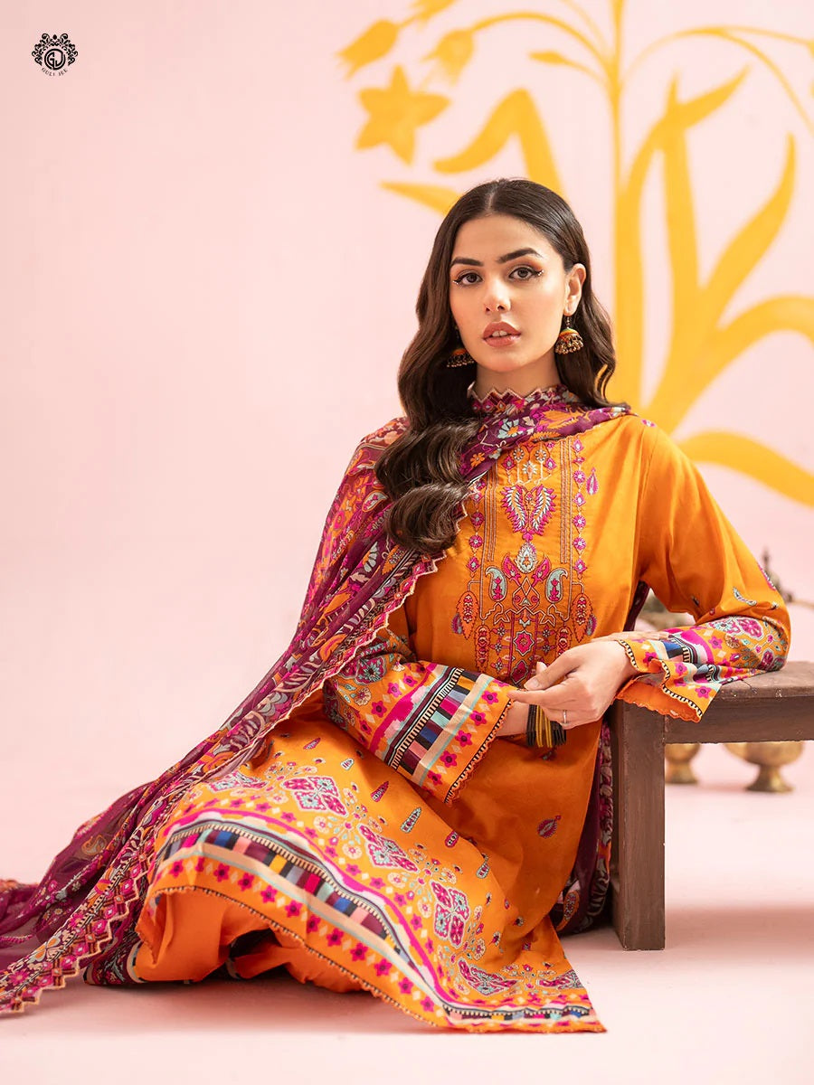 Rang Pasand by Gulljee Embroidered Lawn Unstitched 3 Piece Dress - GRP2406A9