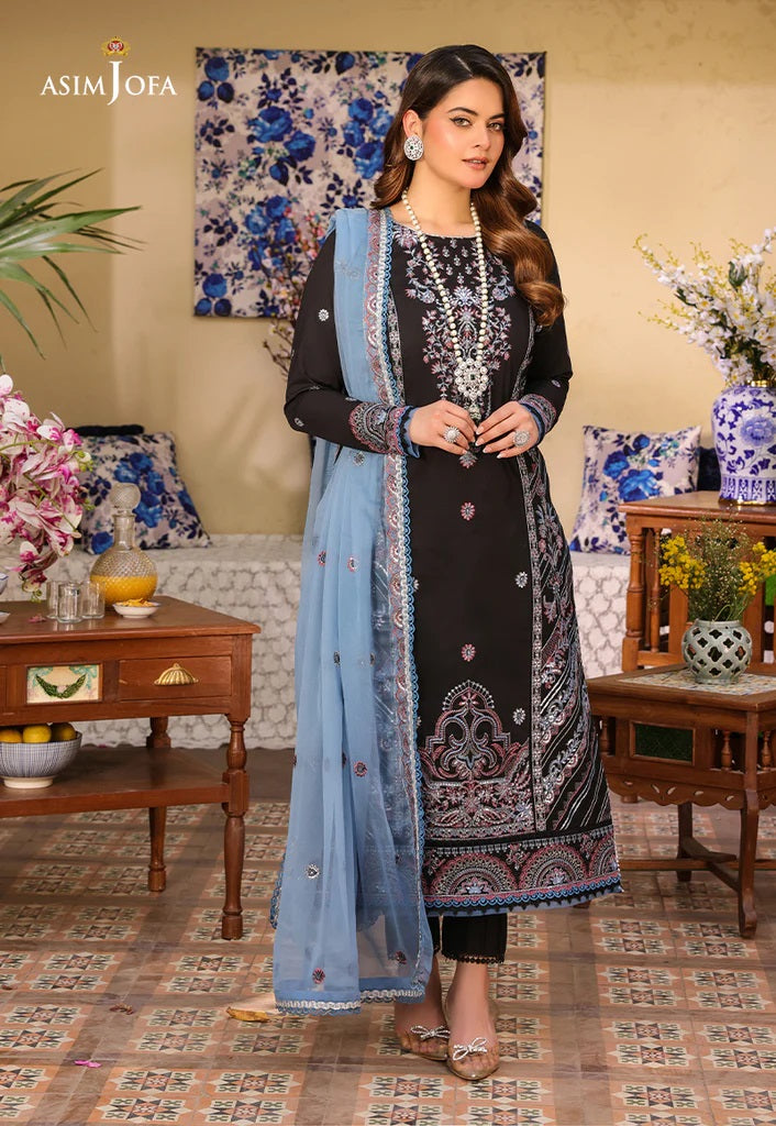 Zarq Barq By Asim Jofa Embroidered Suits Unstitched 3 Piece AJZB-09 - Eid Collection