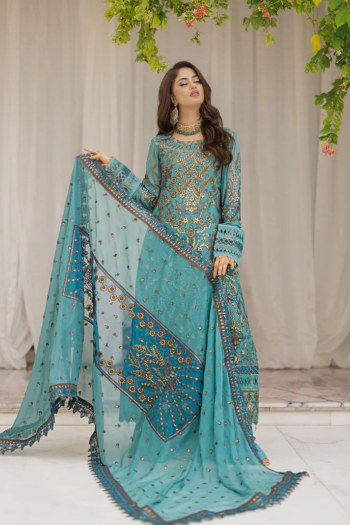 Ishq Aatish by Emaan Adeel Embroidered Chiffon Suits Unstitched 3 Piece EA23IA-09 Anaya - Luxury Collection