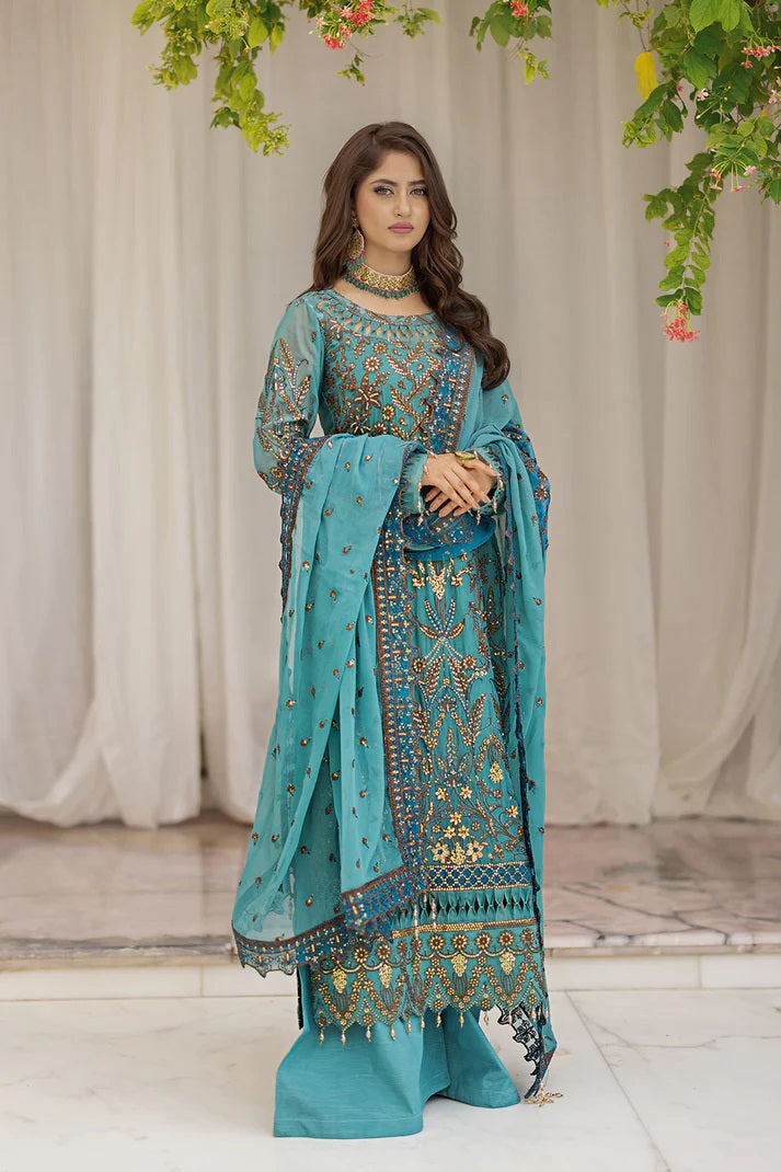 Ishq Aatish by Emaan Adeel Embroidered Chiffon Suits Unstitched 3 Piece EA23IA-09 Anaya - Luxury Collection