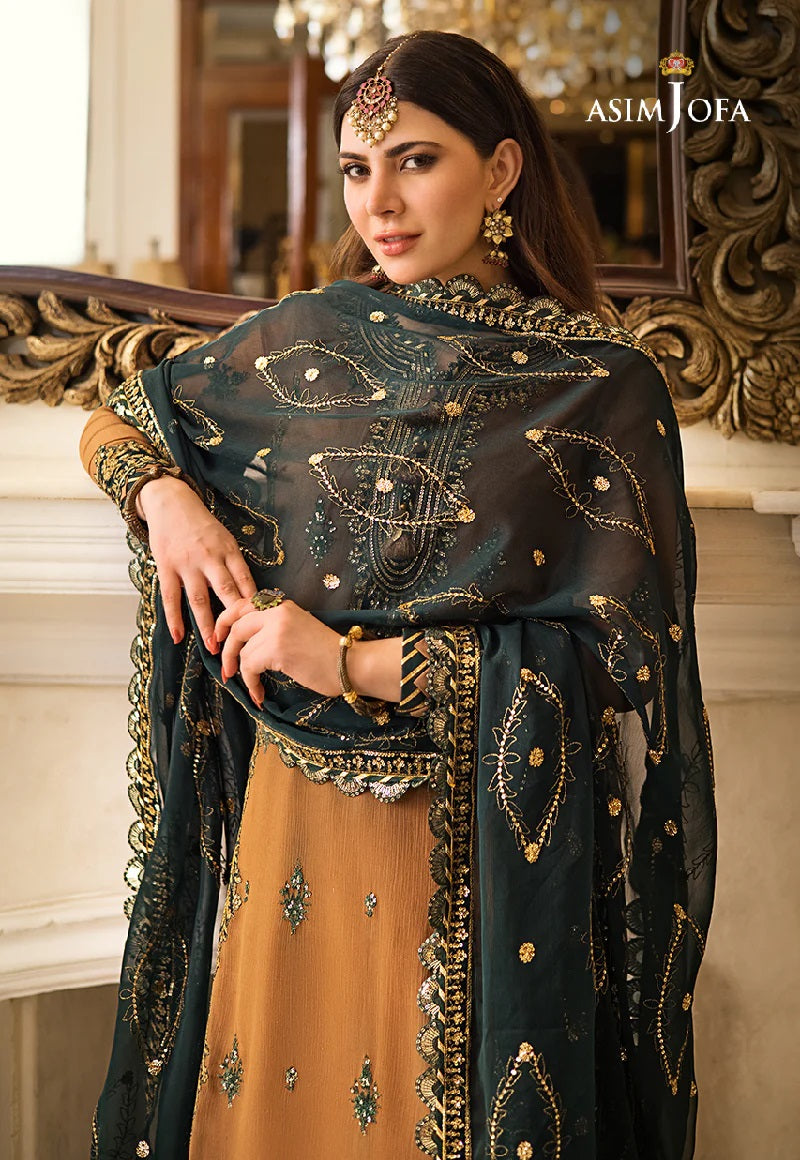 Asim Jofa Zari Sitara Embroidered Chiffon Unstitched 3 Piece Dress - AJZS 09