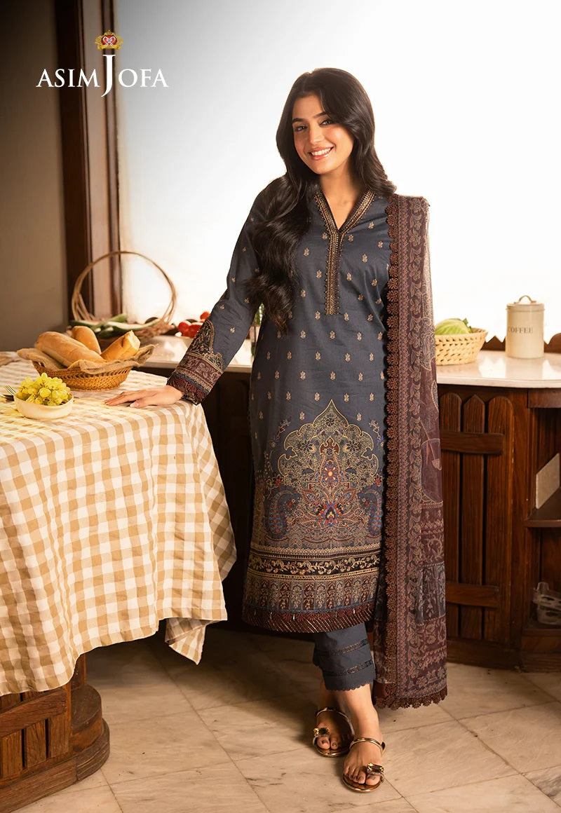 Asim Jofa Essential Embroidered Lawn 3 Piece Unstitched Dress - AJUBJ-04 Summer Collection