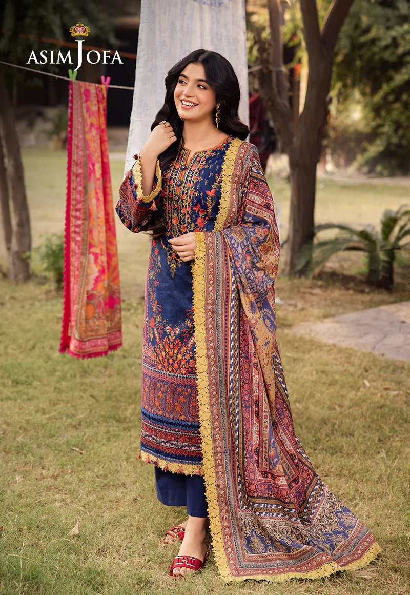 Asim Jofa Essential Embroidered Lawn 3 Piece Unstitched Dress - AJUBJ-08 Summer Collection