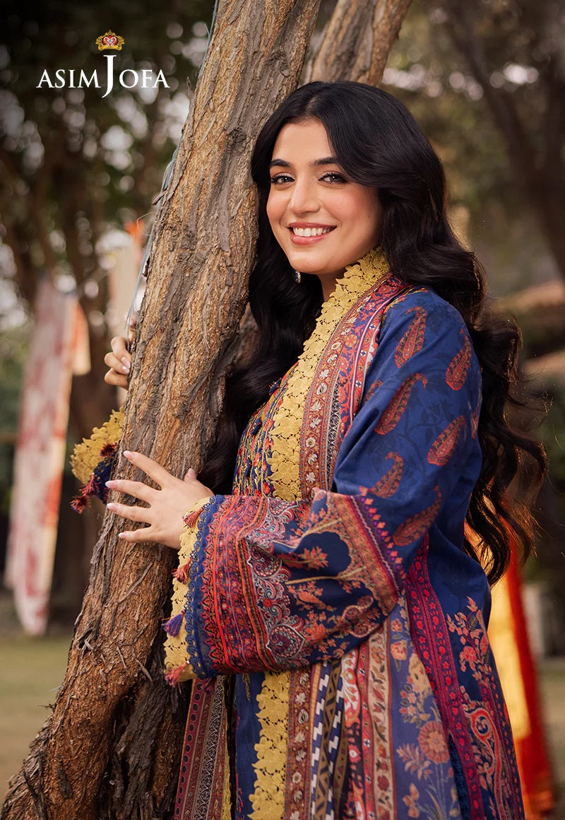 Asim Jofa Essential Embroidered Lawn 3 Piece Unstitched Dress - AJUBJ-08 Summer Collection