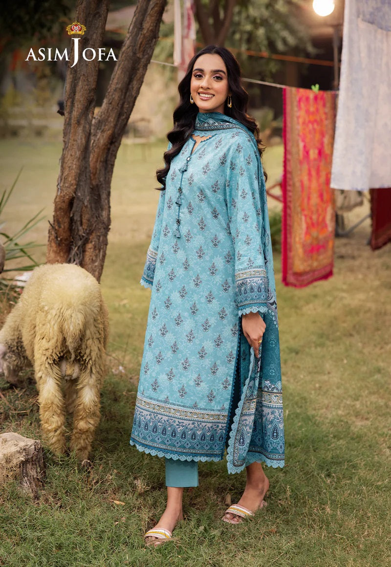 Asim Jofa Essential Printed Lawn 3 Piece Unstitched Dress - AJUBJ-46 Summer Collection