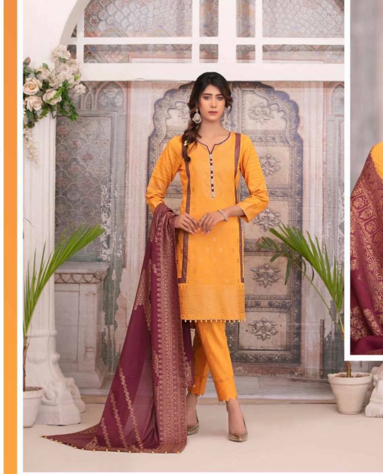 Amna Sohail by Tawakkal Broshia Banarsi 3 Piece Unstitched Dress - D-1300