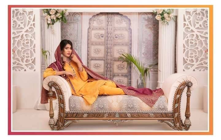 Amna Sohail by Tawakkal Broshia Banarsi 3 Piece Unstitched Dress - D-1300