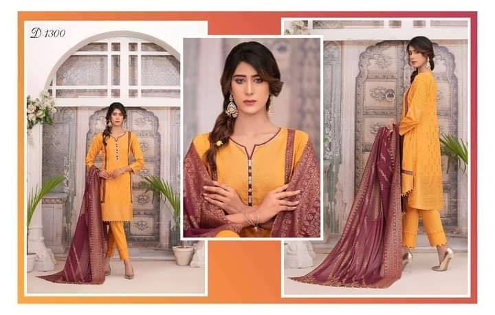 Amna Sohail by Tawakkal Broshia Banarsi 3 Piece Unstitched Dress - D-1300