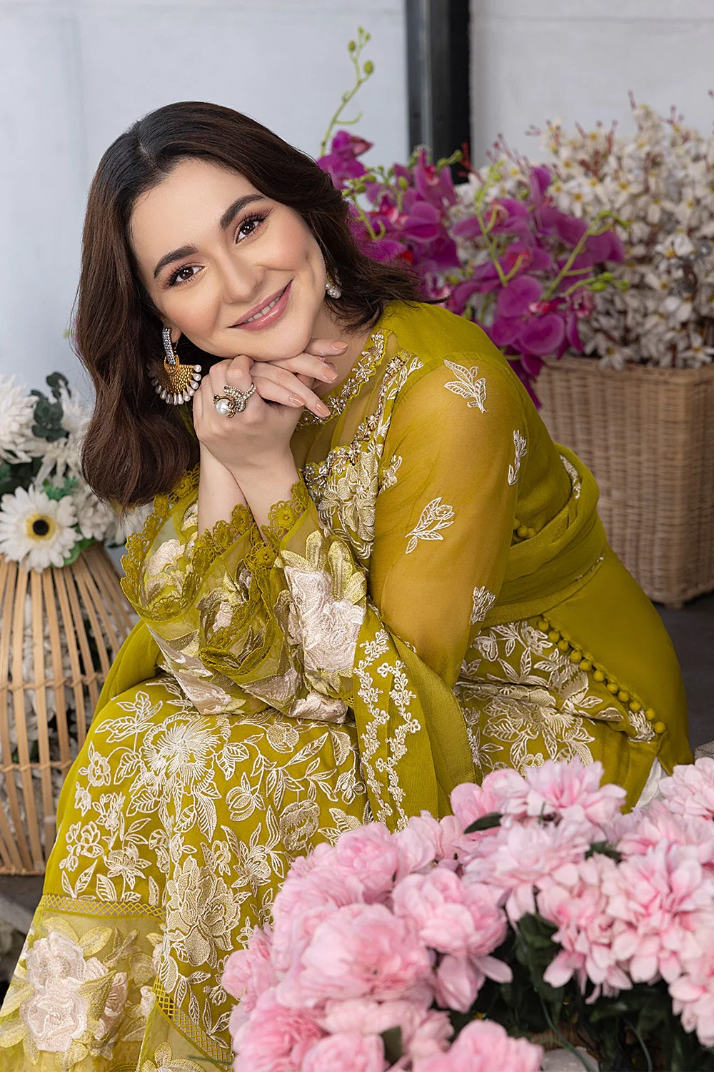 Ensembles Chiffon by Azure Embroidered Chiffon 4 Piece Unstitched Dress - ES027 Sunflower