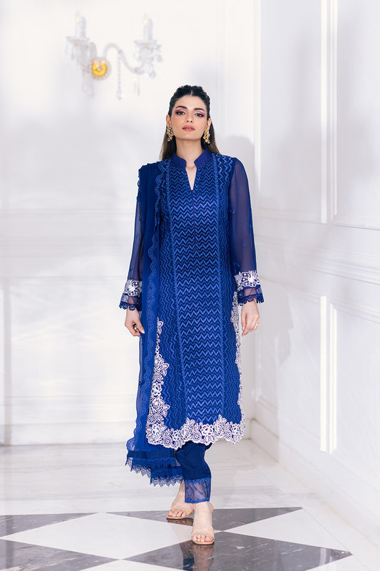 Ensembles By Azure Embroidered Chiffon Suits Unstitched 4 Piece VRES032 - Mellow Breeze