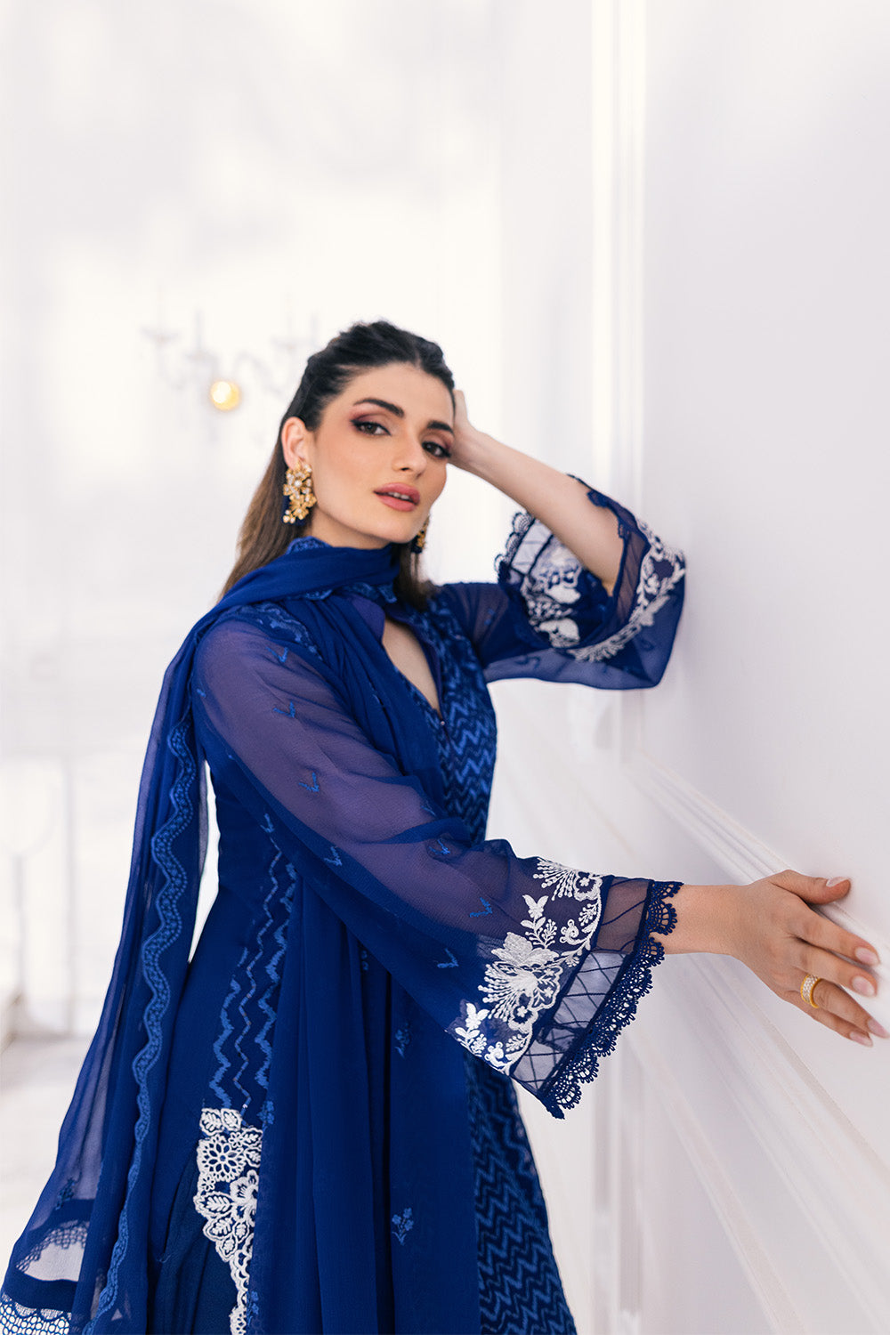 Ensembles By Azure Embroidered Chiffon Suits Unstitched 4 Piece VRES032 - Mellow Breeze