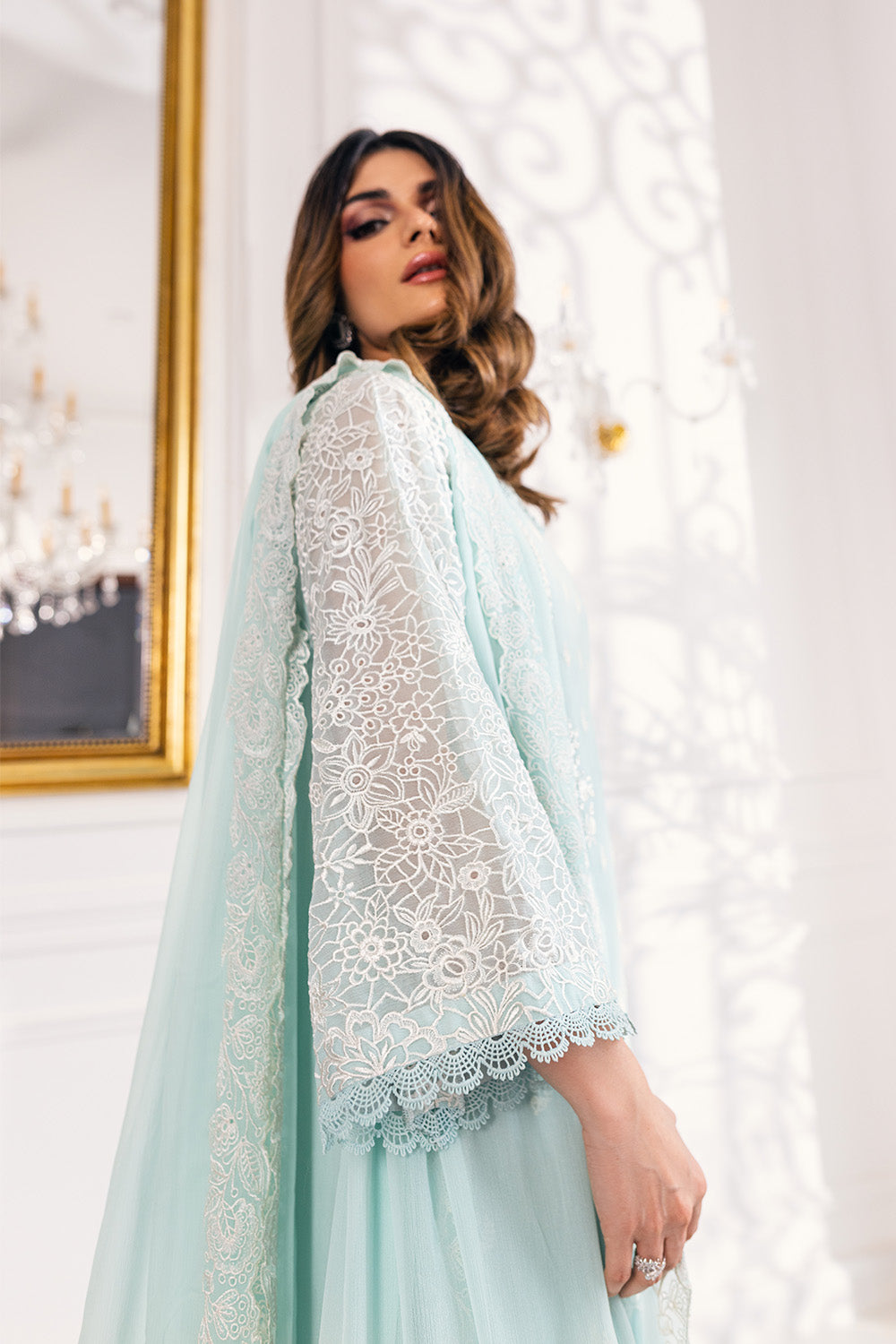 Ensembles By Azure Embroidered Chiffon Suits Unstitched 4 Piece VRES033 - Daisy Charm