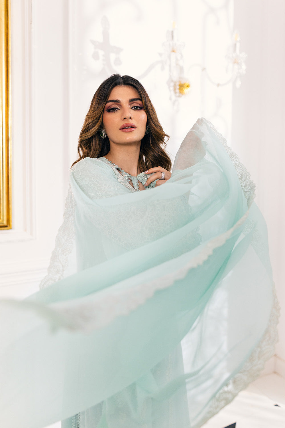 Ensembles By Azure Embroidered Chiffon Suits Unstitched 4 Piece VRES033 - Daisy Charm