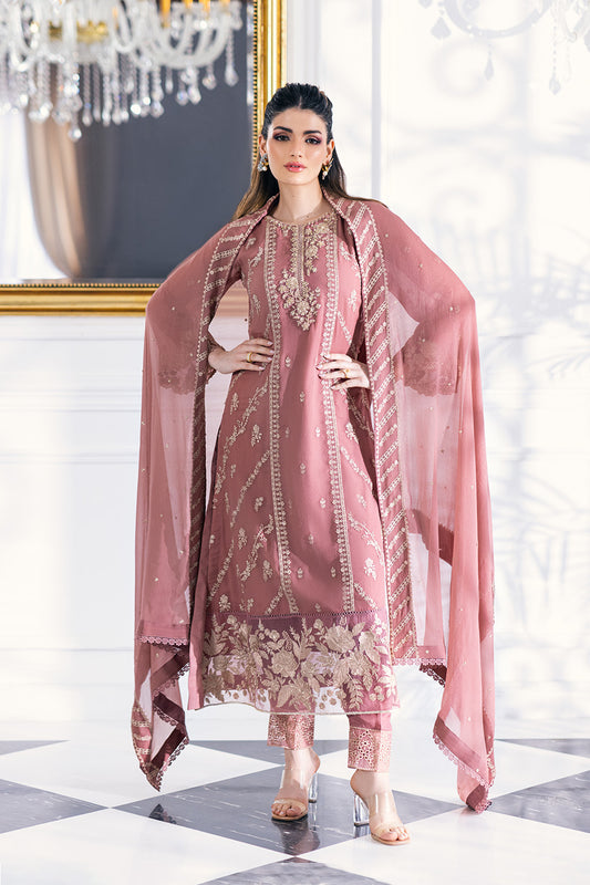 Ensembles By Azure Embroidered Chiffon Suits Unstitched 4 Piece VRES035 - Candy Blush