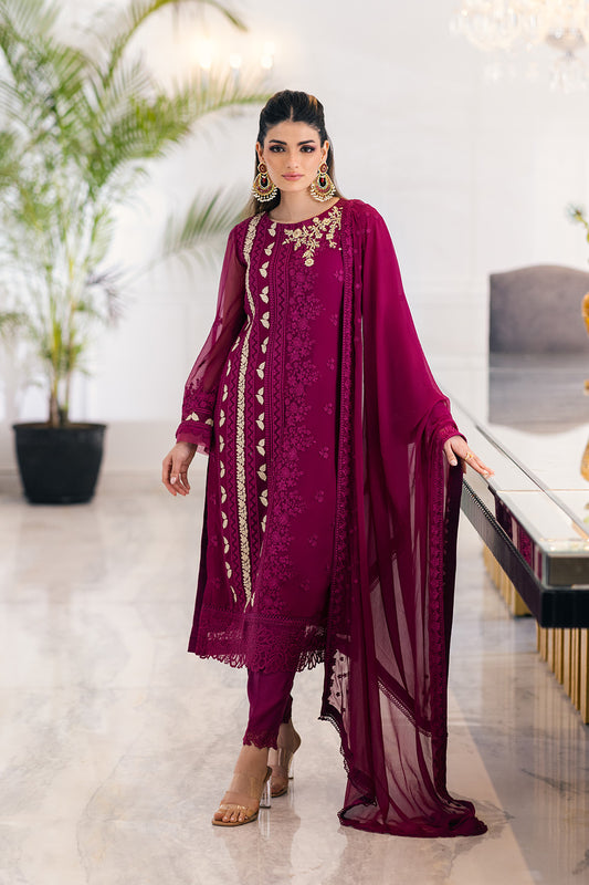 Ensembles By Azure Embroidered Chiffon Suits Unstitched 4 Piece VRES037 - Glooming Diva