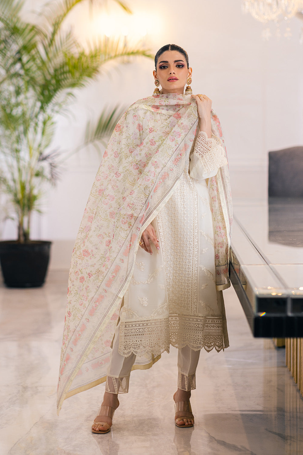 Ensembles By Azure Embroidered Organza Suits Unstitched 4 Piece VRES038 - Heaven Bliss