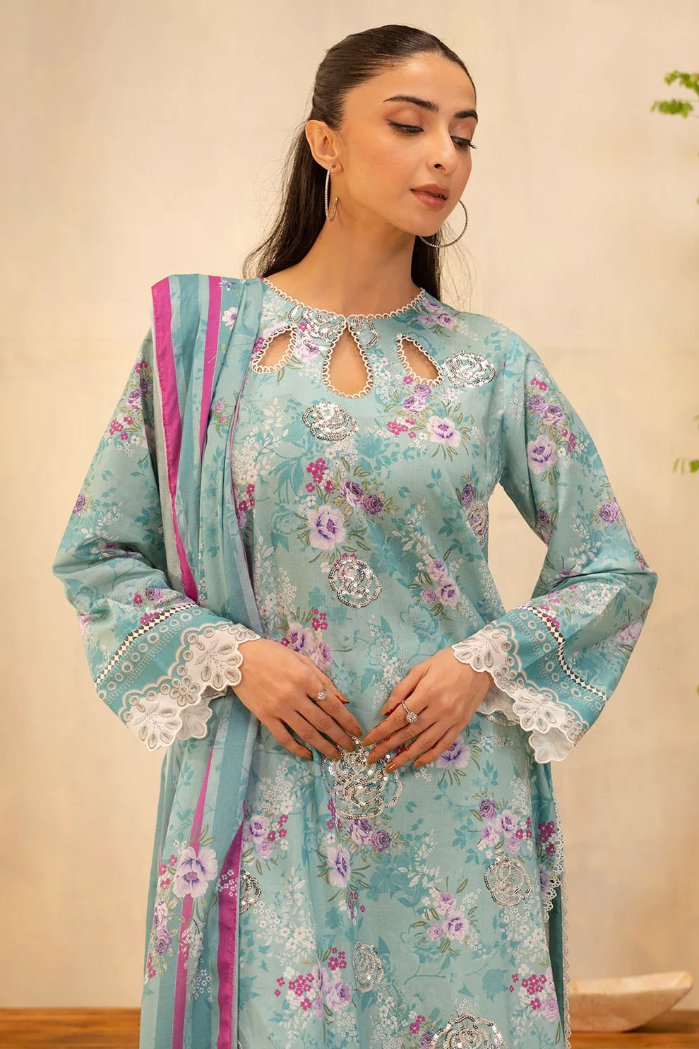 Zellbury 2pc Embroidered Lawn Shirt Dupatta - WUS25E20021