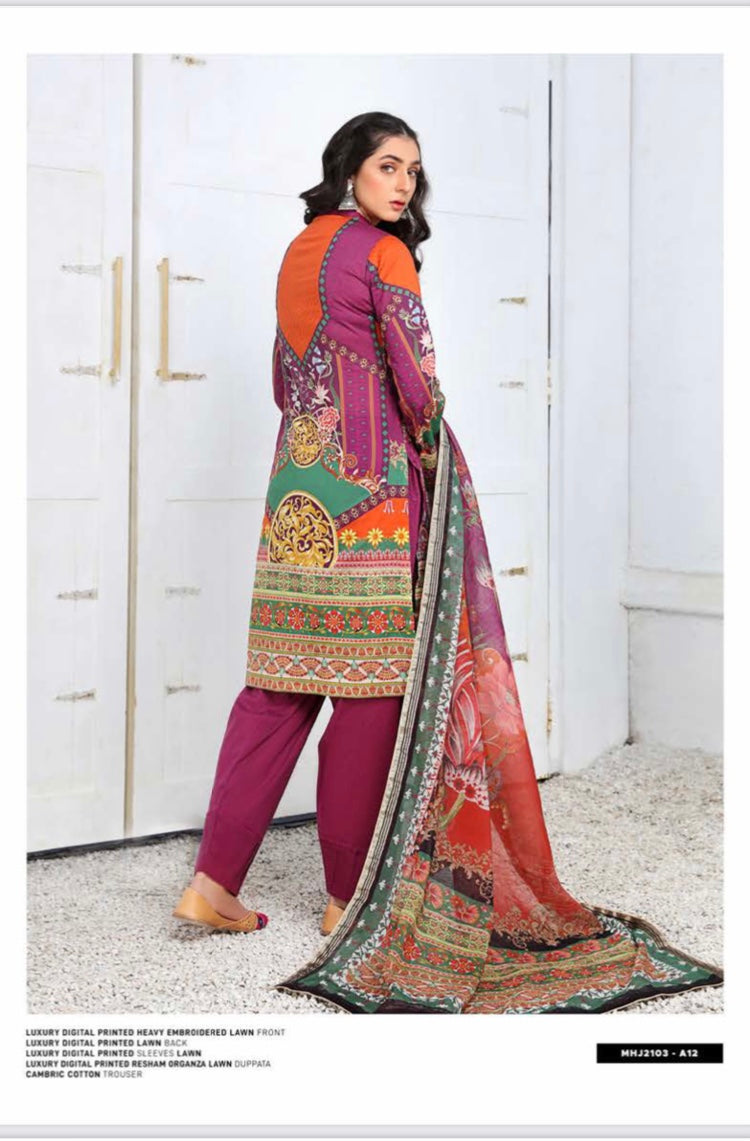 Mahajal by Gull Jee Embroidered Lawn 3 Piece Unstitched Dress - MHJ210A12